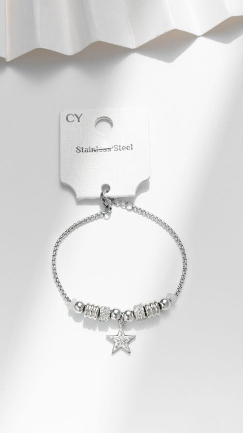 chic_mode_germogli_Bracciale Charm Stella In Acciaio