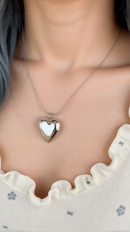 collana in acciaio con ciondolo cuore dal vivo - chic mode germogli