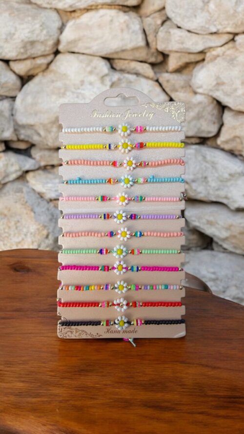 Bracciale Corda A Perline Con Margherita Chic Mode Germogli