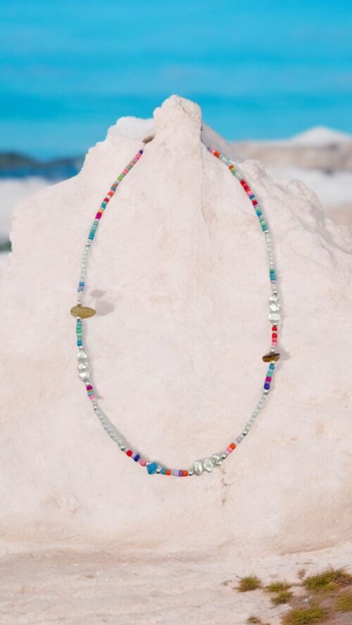 Collana Multicolor A Perline Perle Naturali e Pietre chic mode germogli