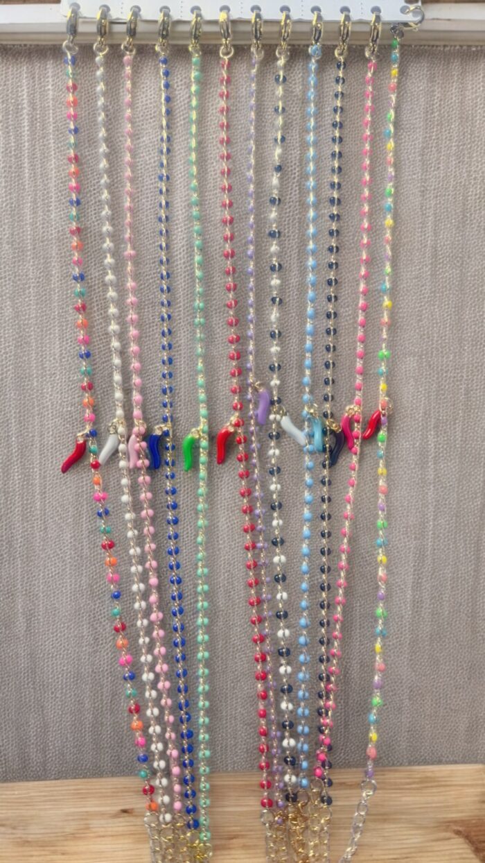 Cavigliera Catena A Perline Multicolor Con Corno Chic Mode Germogli
