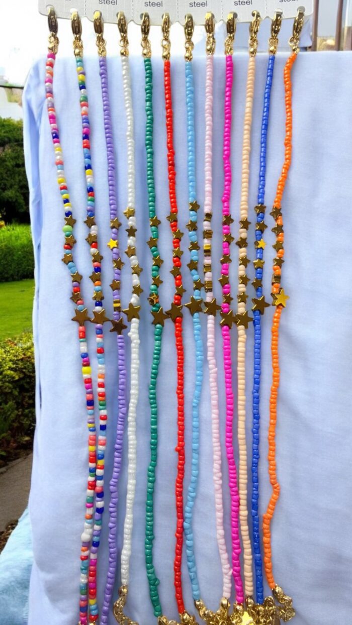 Cavigliera Multicolor Catena A Perline E Stelle Chic Mode Germogli