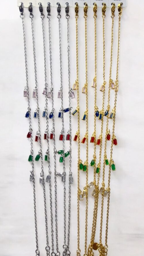 Cavigliera Multicolor Con Mini Pendenti Rettangolari Chic Mode Germogli