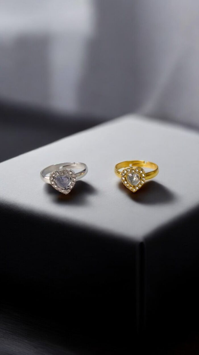 Anello Cuore con Vetro e Brillantini