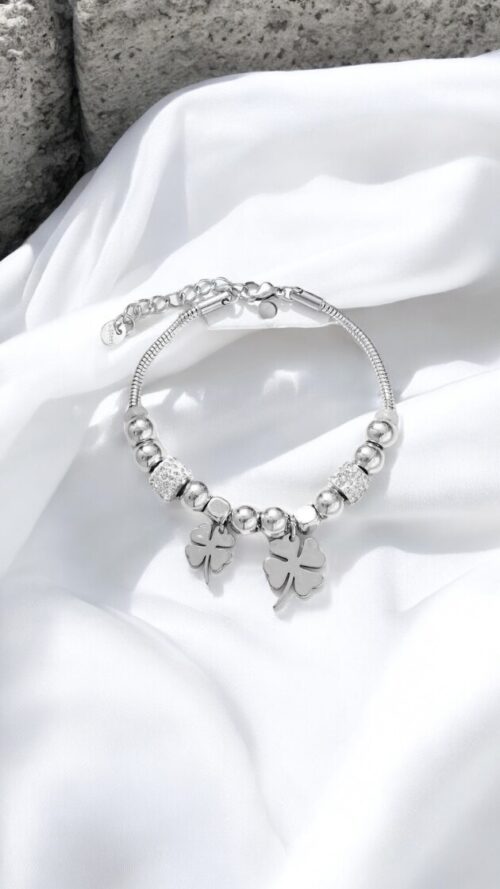 Bracciale Semirigido quadrifogli Acciaio Inox