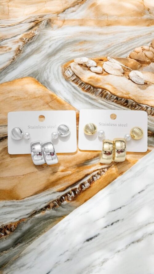 Orecchini Set Codice D-149 in Color Oro ed Argento