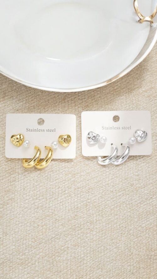Orecchini Set Codice D-220 in Color Oro ed Argento