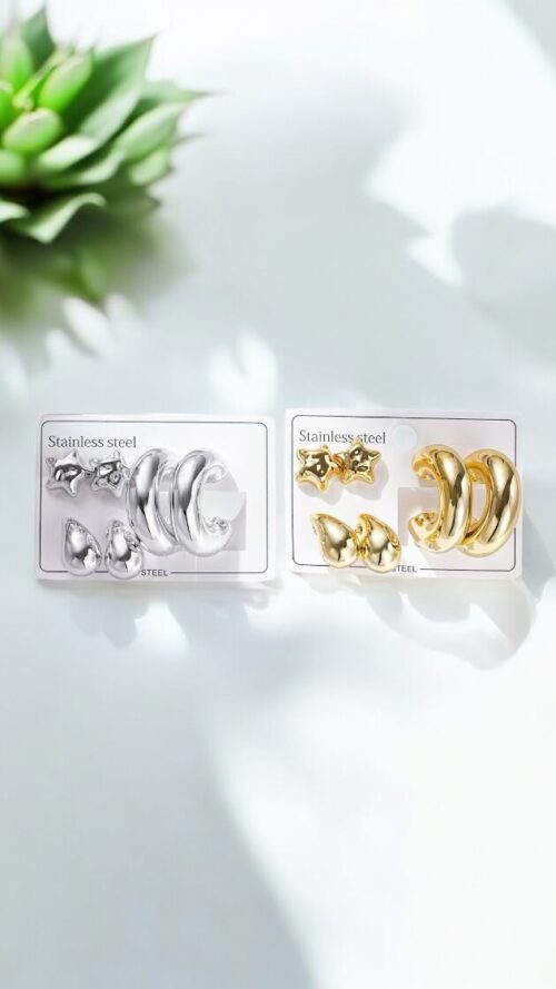 Orecchini Set Codice D-235 in Color Oro ed Argento