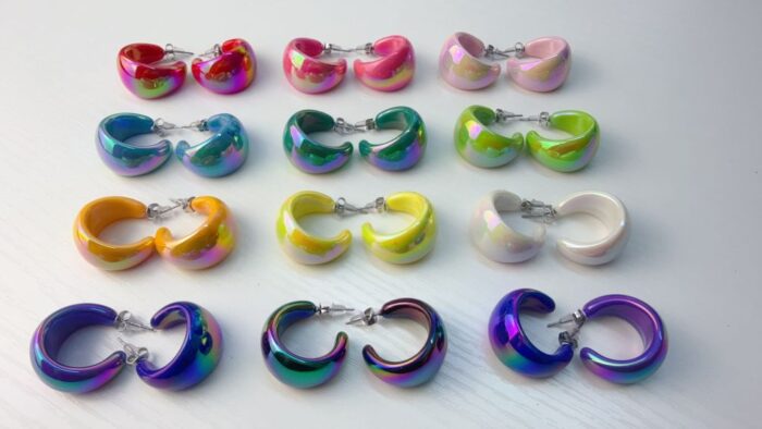 Orecchini Moda Multicolor Olografici Semicerchi - Vari Colori