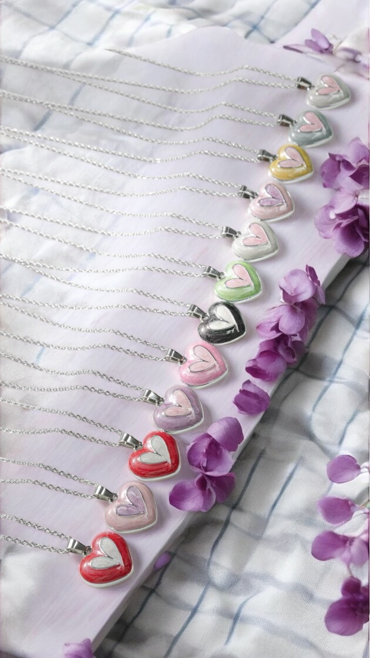 Collana In Acciaio Con Cuore Multicolor - Finitura Oro e Argento