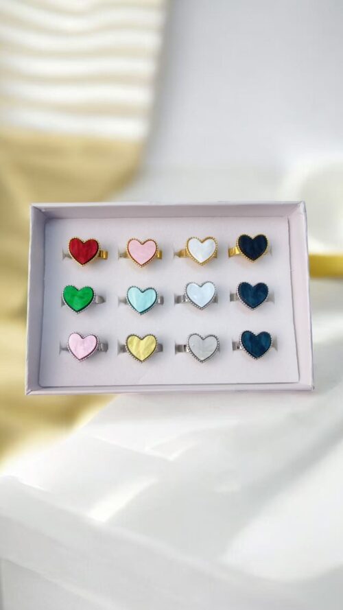 Anello Acciaio Inox con Cuore D-23 - Finitura Oro