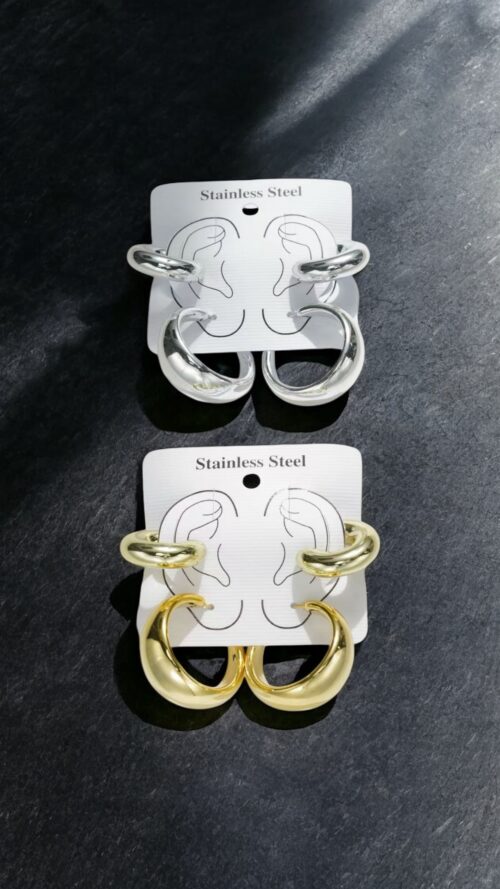 Orecchini Set Air Cuff Codice D-294 in Color Oro ed Argento