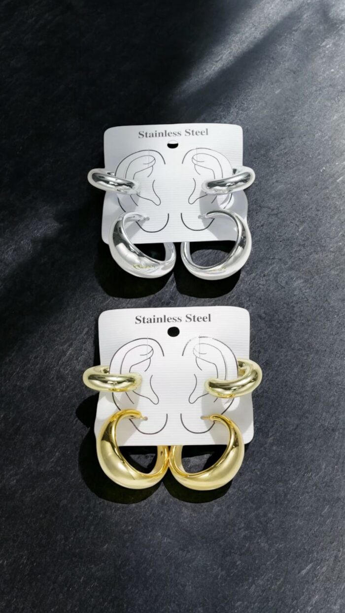 Orecchini Set Air Cuff Codice D-294 in Color Oro ed Argento