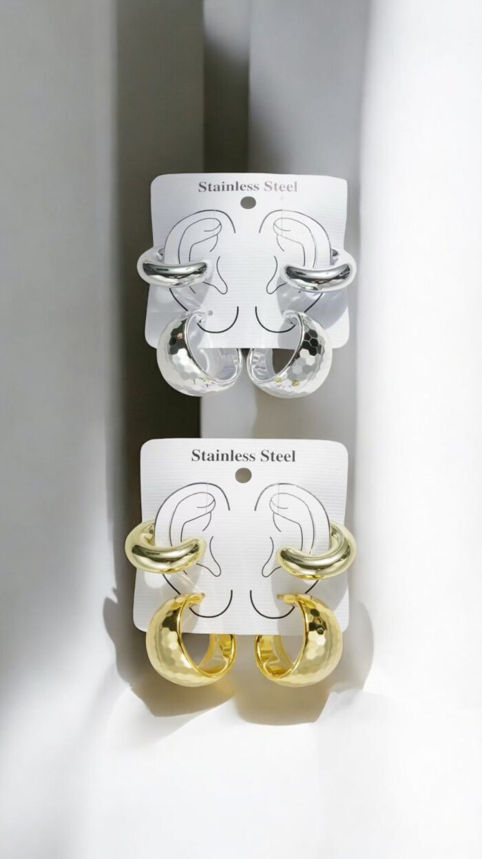Orecchini Set Air Cuff Codice D-295 in Color Oro ed Argento