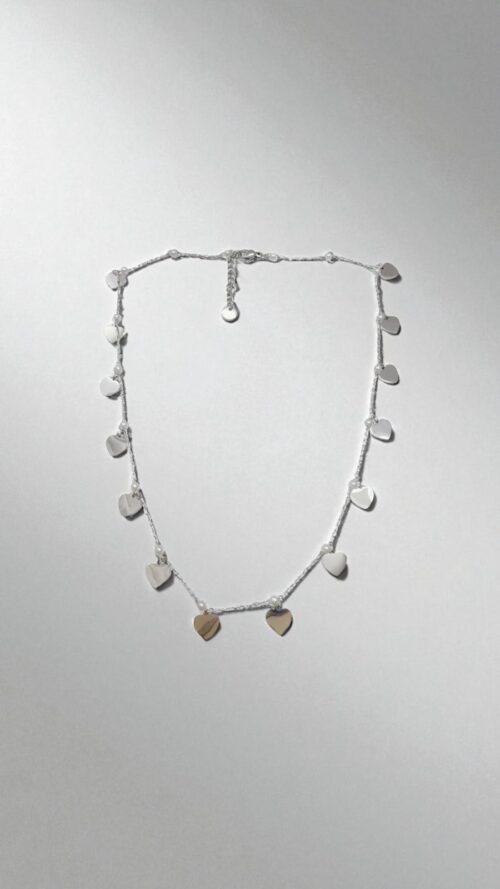 Collana in Acciaio con Cuore e Perline CPA-1 - Finitura Argento