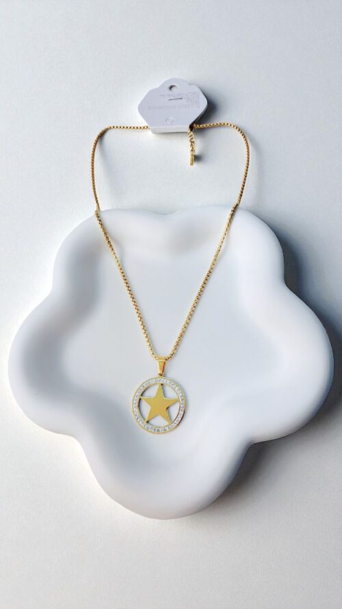 Collana in Acciaio con Stella e Cerchio SCO-1 - Finitura Oro